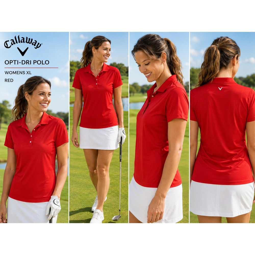 Callaway Women XL Red Opti-Dri Golf Polo Shirt Performance Moisture Wicking 1815